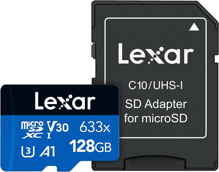 Lexar High-Performance 633x 128GB microSDXC UHS-I Card with SD Adapter, Up To 100MB/s Read, for Smar