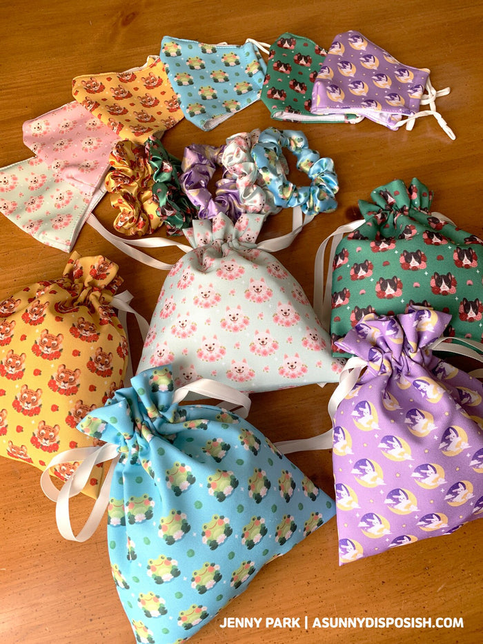 Lilypad Frog Dice Bag Drawstring Pouch