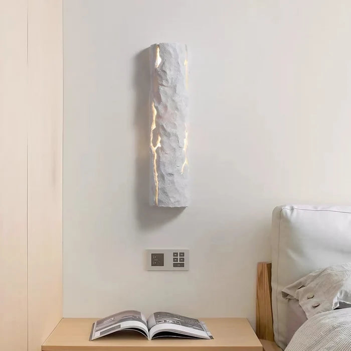 LumenCrag White Stone LED Wall Light