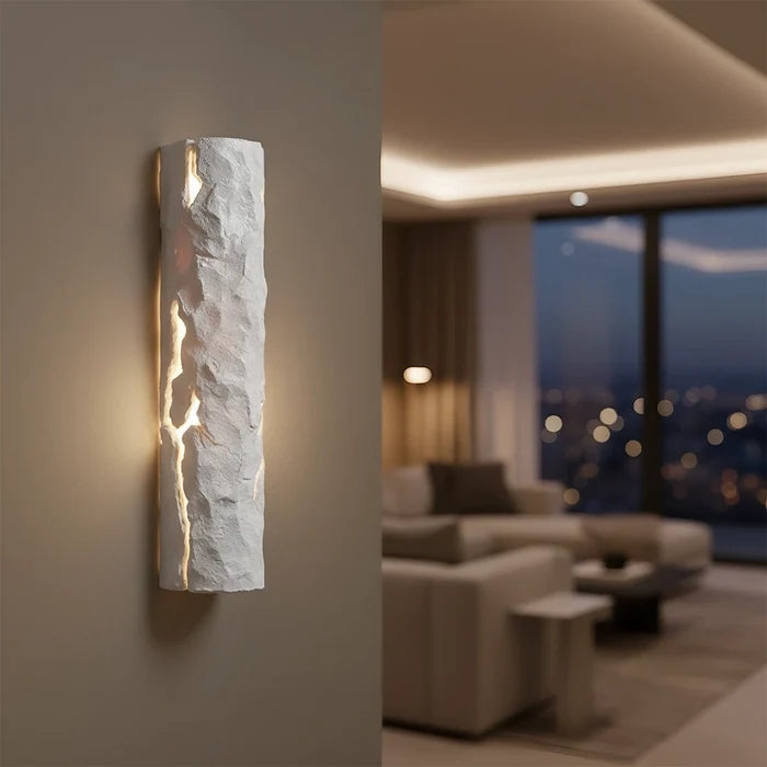 LumenCrag White Stone LED Wall Light