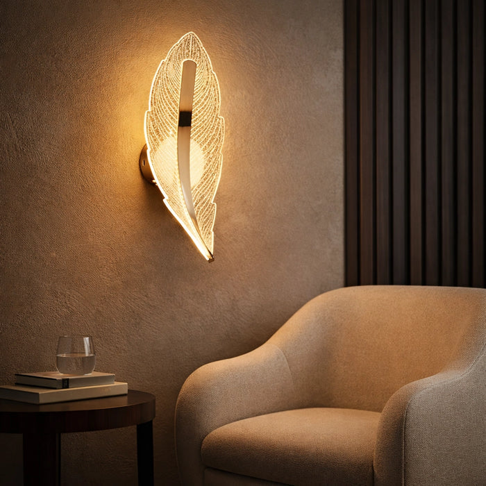 Lumifeather Crystal Leaf LED Wall Sconce