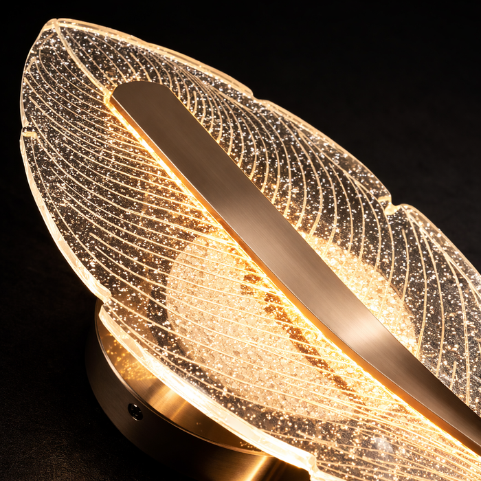 Lumifeather Crystal Leaf LED Wall Sconce