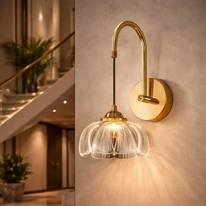 LumiPetal Brass Swing Arm Wall Sconce