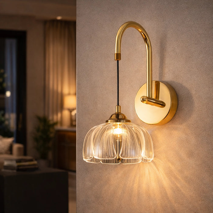 LumiPetal Brass Swing Arm Wall Sconce