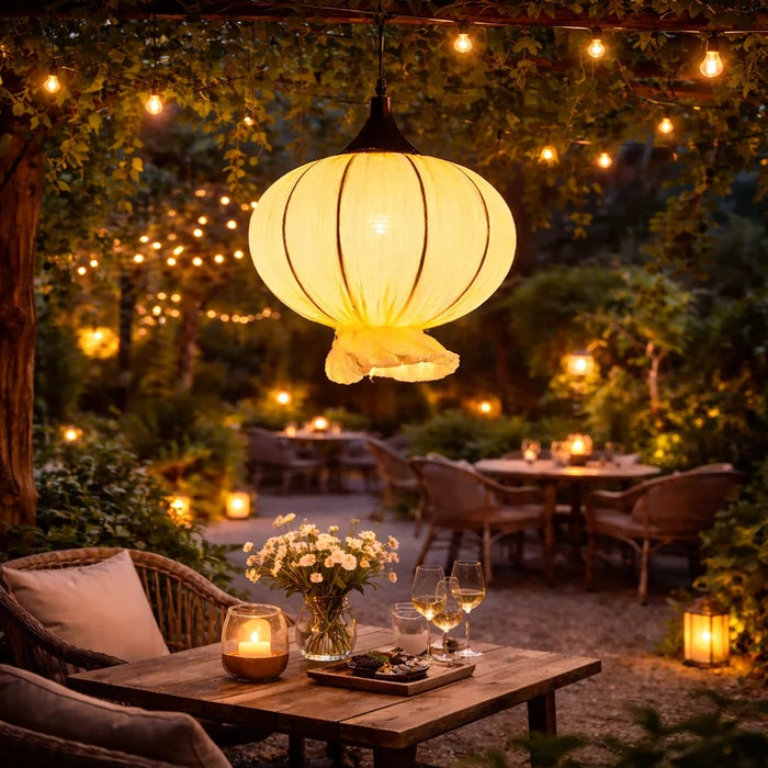 LunaBloom Pleated Fabric Pendant Light