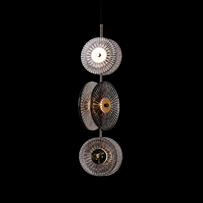Lunar Disc- Modern Fluted Glass Pendant Light