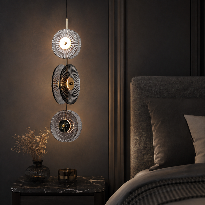 Lunar Disc- Modern Fluted Glass Pendant Light