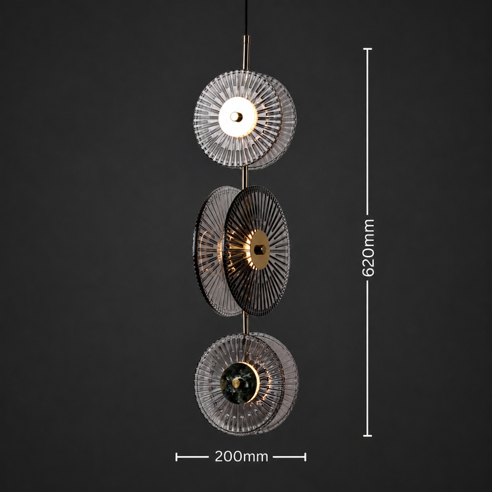Lunar Disc- Modern Fluted Glass Pendant Light