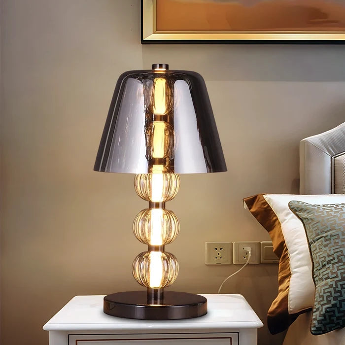 LustraDome Silver Bead Glass Table Lamp