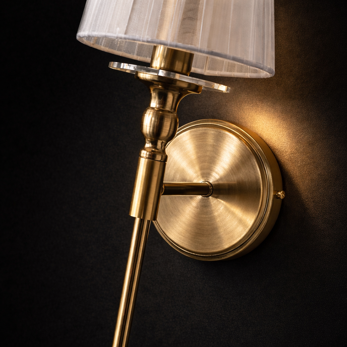 Luxury Gold Fabric Shade Wall Light