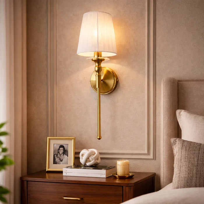 Luxury Gold Fabric Shade Wall Light