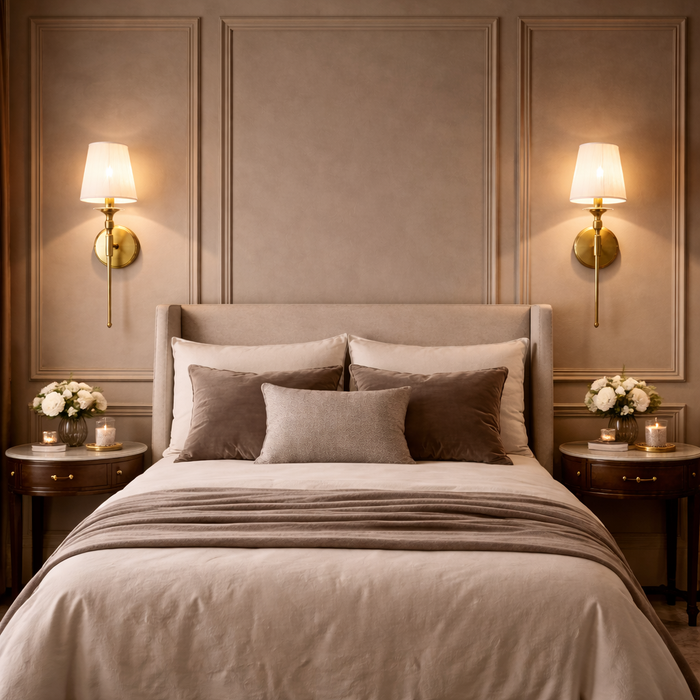 Luxury Gold Fabric Shade Wall Light