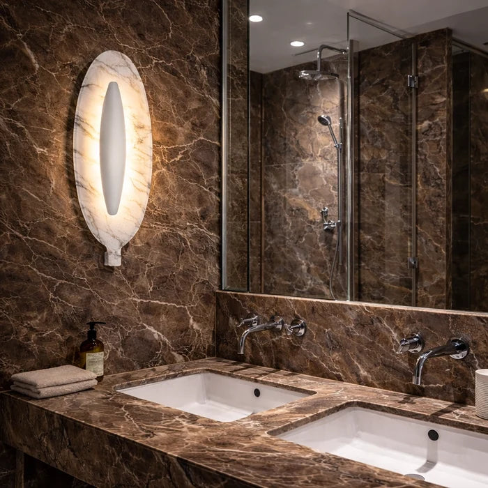 Marbella LeafGlow Carrara Marble LED Wall Light