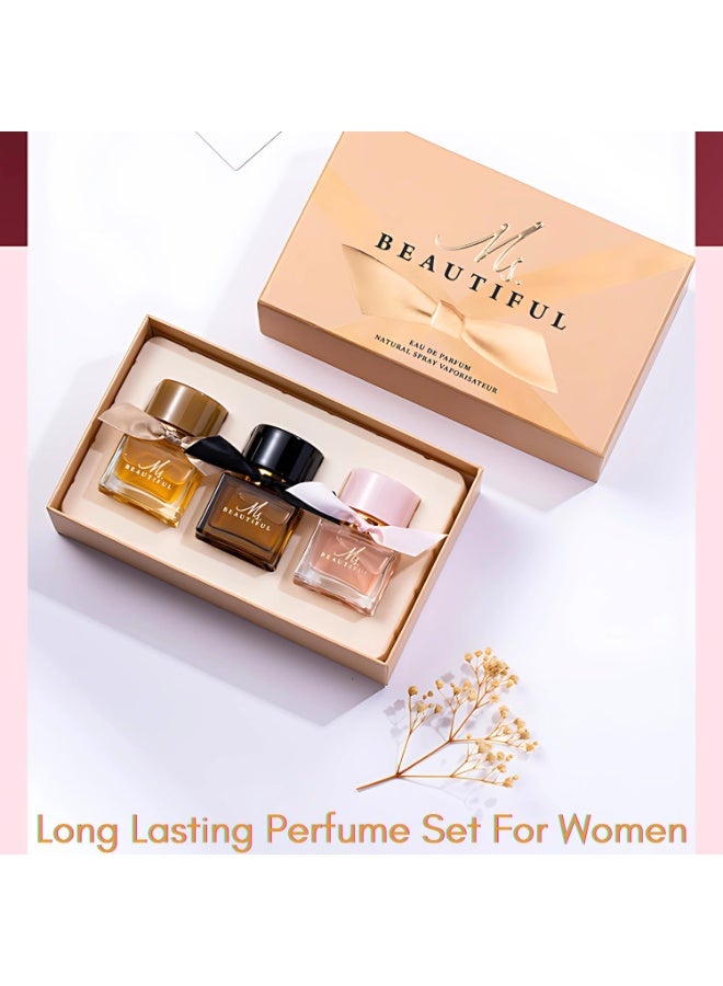 MARK HIM Ladies Perfume Set Eau De Parfum, Luxury Perfume Gift Set for Women, 3x30ml Long-Lasting Perfume Set for Her Birthday, Fresh Floral Fragrance Perfumes Box Gift Set for Girlfriend, Dating, Anniversary