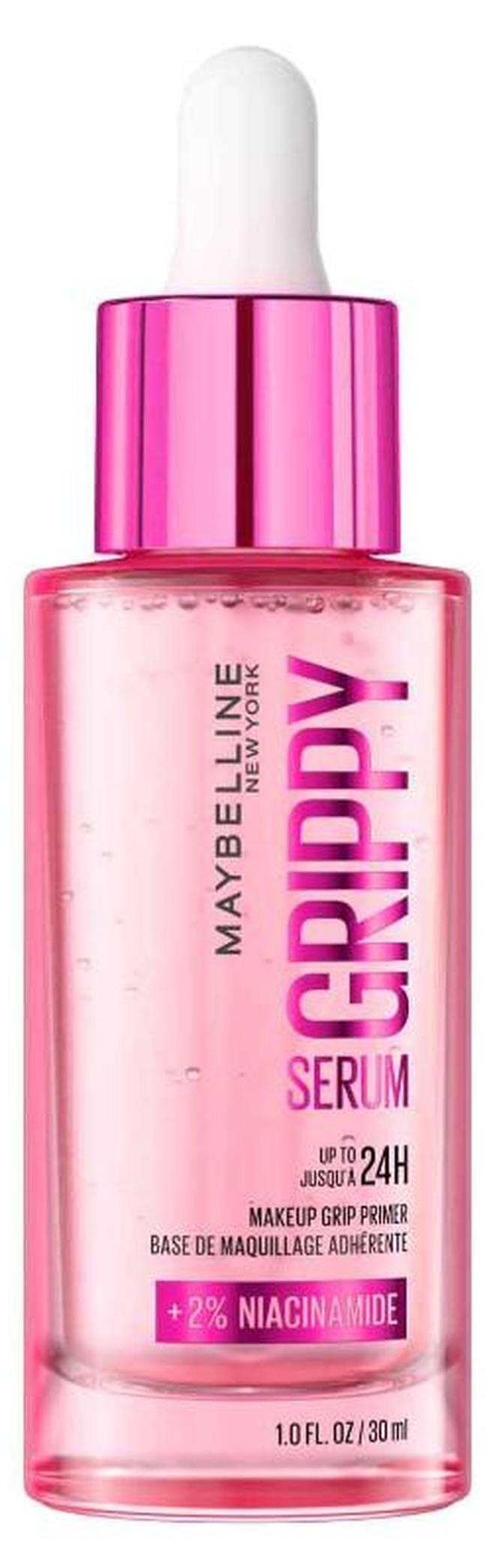 MAYBELLINE NEW YORK Grippy Serum Primer, Hydrating Makeup Primer With 2% Niacinamide For Up To 24Hr Make Up Wear, Clear, 30Ml