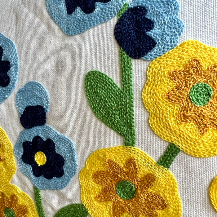 Meadow Flowers Embroidered Throw Pillow Cover