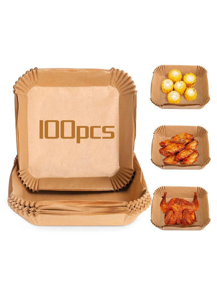 MMG 100 Pcs Air Fryer Disposable Paper Liner, Air Fryer Liners Square, Baking Paper for Air Fryer Wa