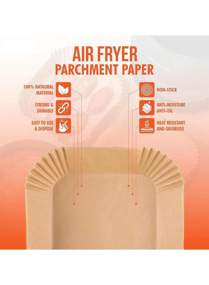 MMG 100 Pcs Air Fryer Disposable Paper Liner, Air Fryer Liners Square, Baking Paper for Air Fryer Wa