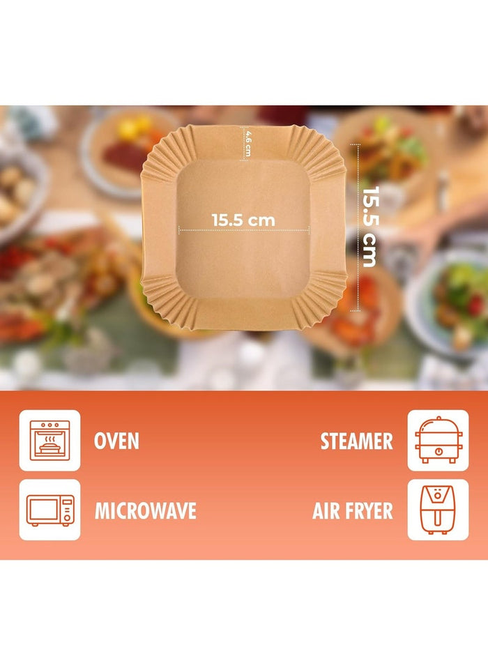 MMG 100 Pcs Air Fryer Disposable Paper Liner, Air Fryer Liners Square, Baking Paper for Air Fryer Wa