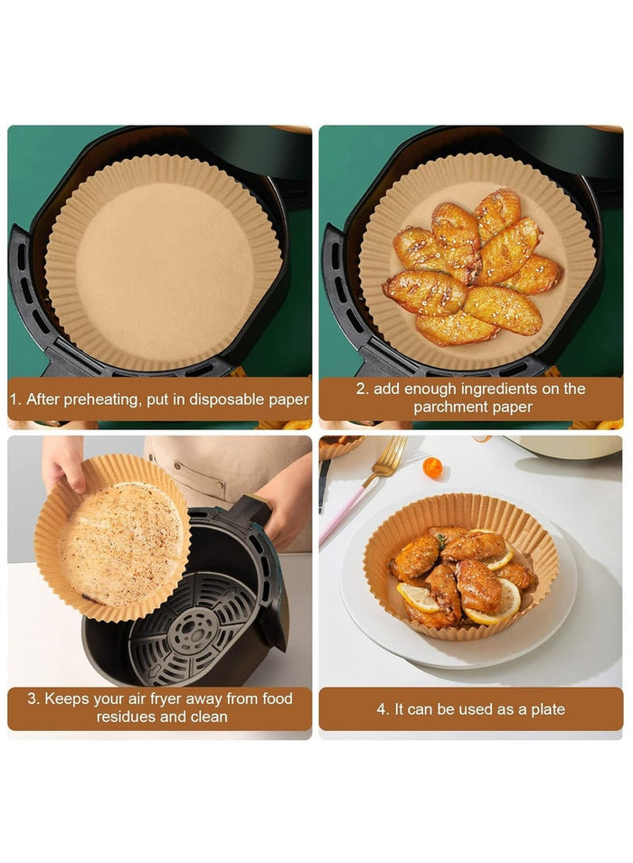 MMG Air Fryer Disposable Paper Liner, 100 PCS Non-stick Disposable Air Fryer Liners, Parchment Paper