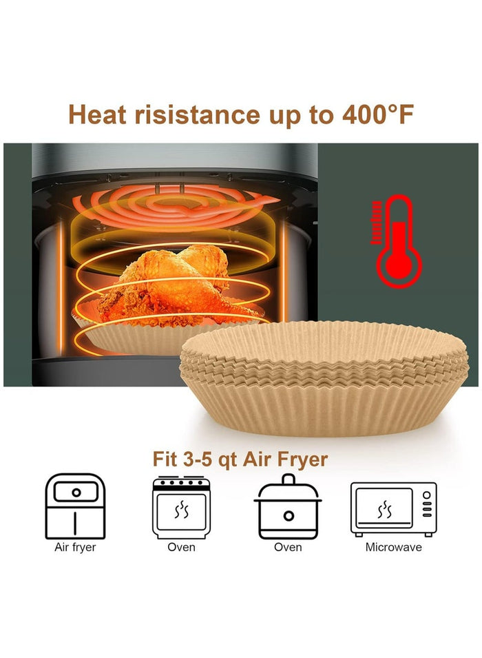 MMG Air Fryer Disposable Paper Liner, 100 PCS Non-stick Disposable Air Fryer Liners, Parchment Paper