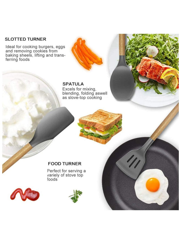 MMG Cooking utensil Set, 12 Pcs Silicone Spatula Set for Baking, Cooking & Decorating, Home Kitchen