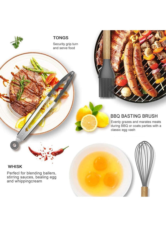 MMG Cooking utensil Set, 12 Pcs Silicone Spatula Set for Baking, Cooking & Decorating, Home Kitchen