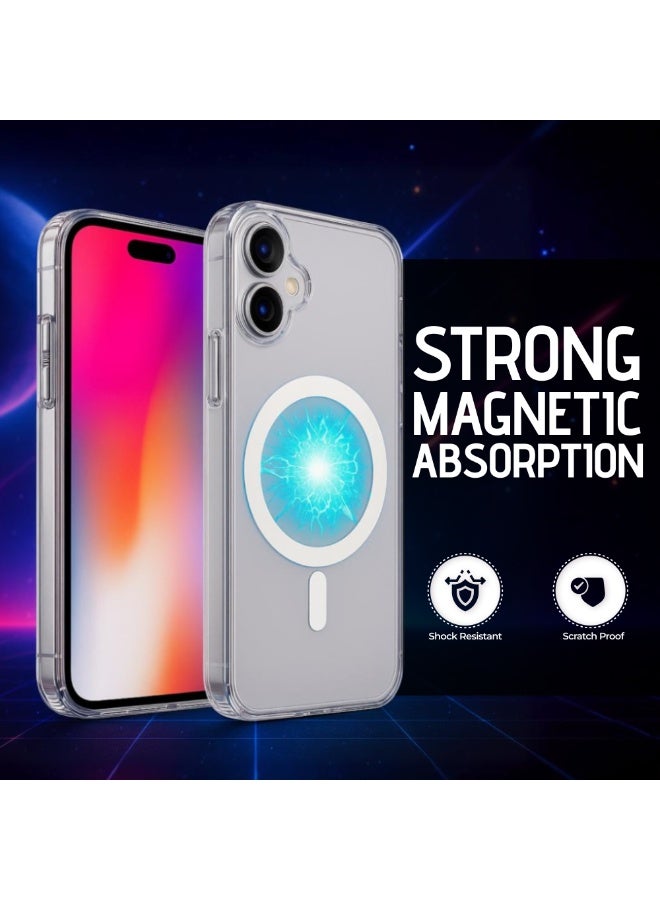 MMG iPhone 16 Clear Magnetic Cover | Mag Safe Compatible | Hybrid Protective Crystal Clear Hard Back