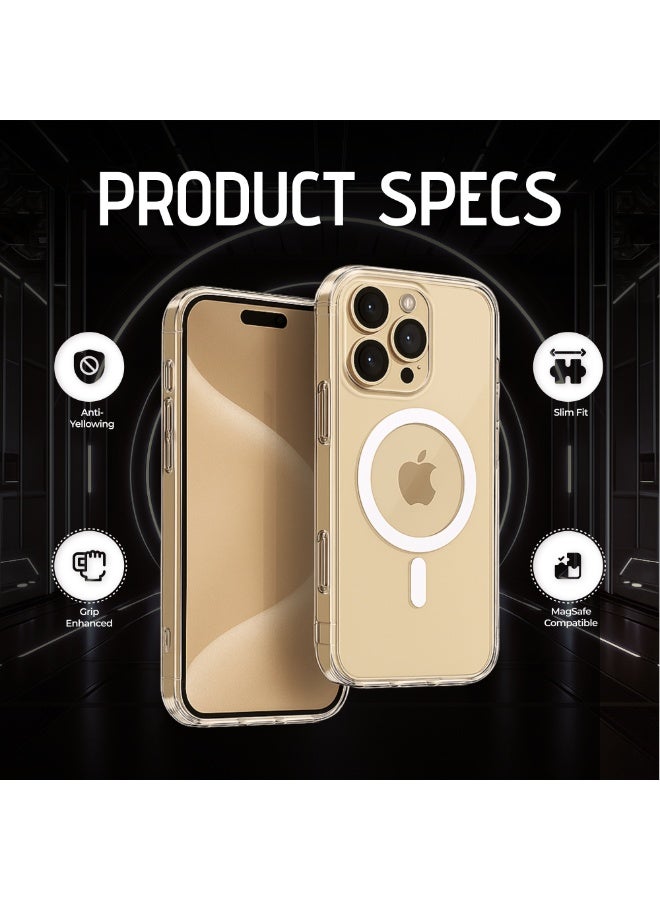 MMG iPhone 16 Pro Max Clear Magnetic Cover | Mag Safe Compatible | Hybrid Protective Crystal Clear H