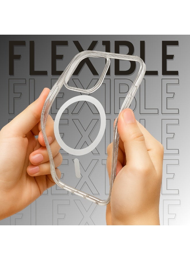 MMG iPhone 16 Pro Max Clear Magnetic Cover | Mag Safe Compatible | Hybrid Protective Crystal Clear H