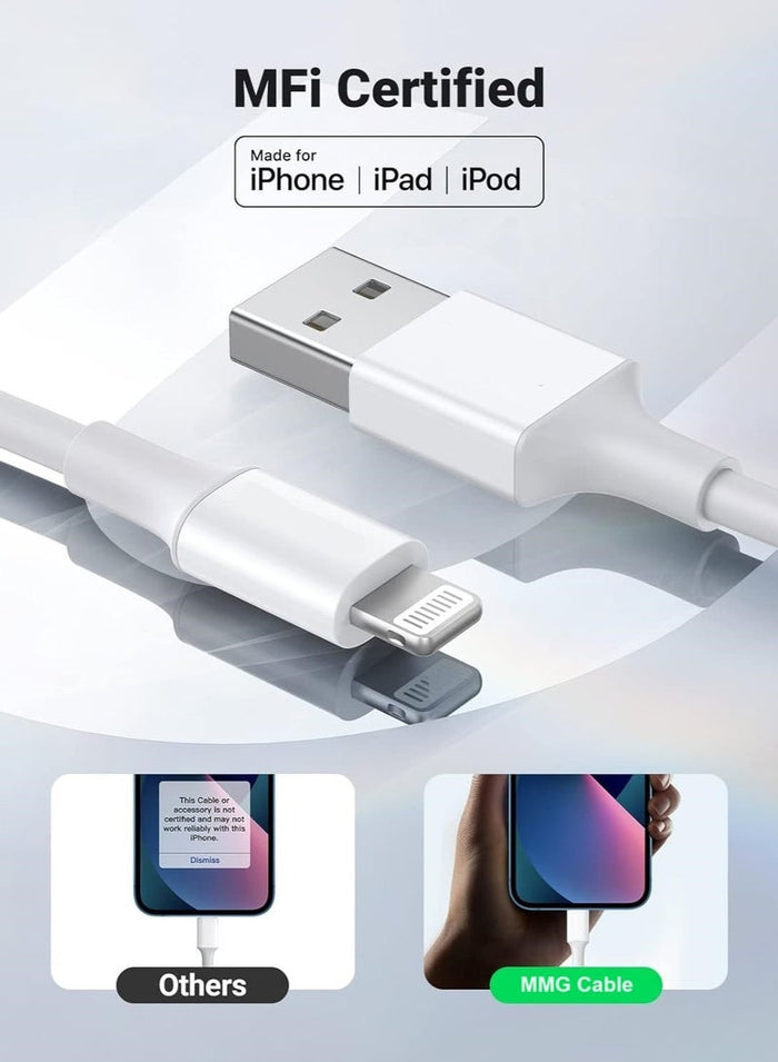 MMG iPhone Charger Cable 2M [MFi Certified] Lightning Cable iPhone Cable 2.4A Lightning Cord Compati