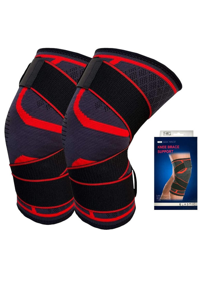 MMG Knee Support Brace Adjustable Sleeves Knee Stabilizer Exercise and Workout for Running (Pair Pac