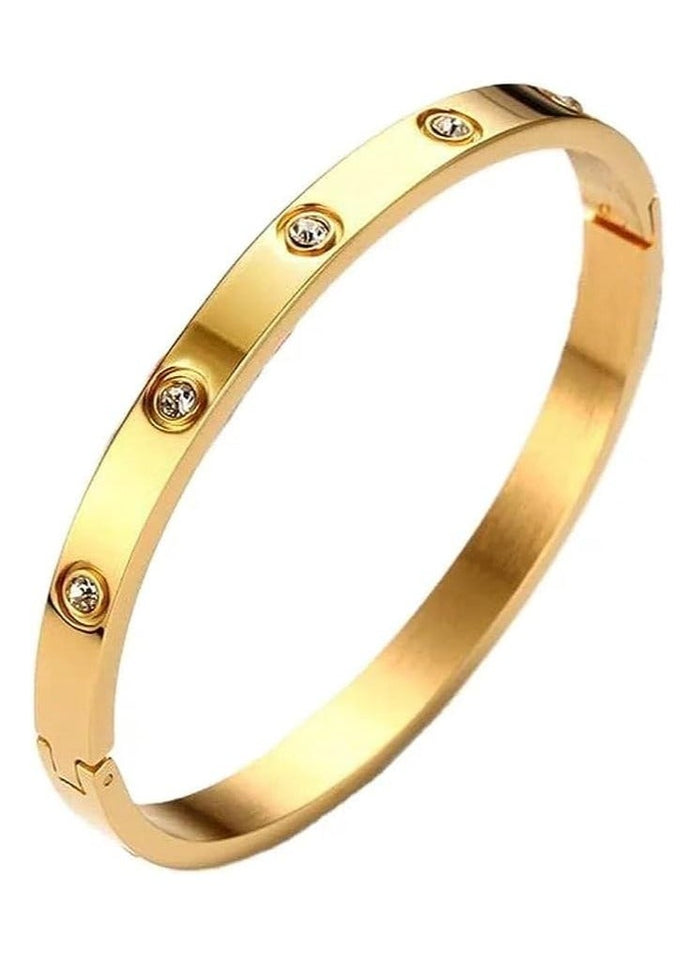 MMG Love Bracelet Bangle for Women Gilrs with Cubic Zirconia Stones Stainless Steel Hinged Jewelry w
