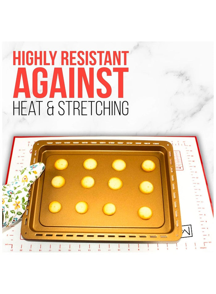 MMG Non-Stick Silicone Baking Mat Large 60x40cm Measuring Mat Glass Fiber Perfect for Bakers Kneadin