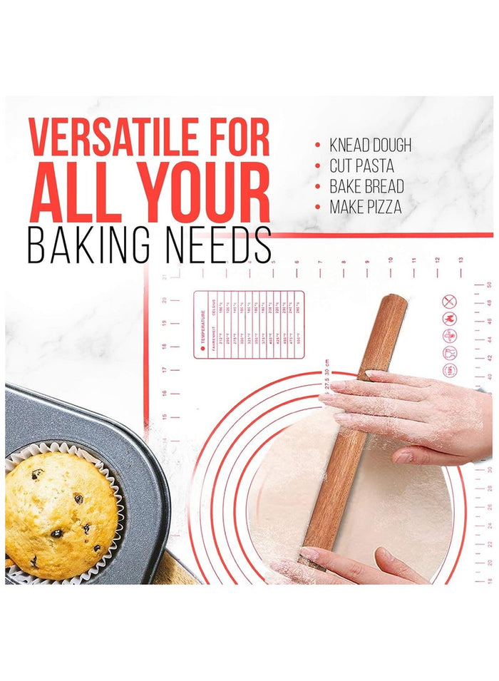 MMG Non-Stick Silicone Baking Mat Large 60x40cm Measuring Mat Glass Fiber Perfect for Bakers Kneadin