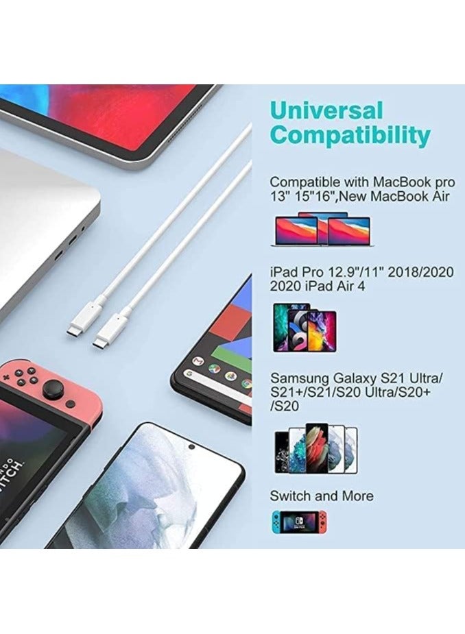 MMG Power Flow USB C Cable 60W, USB-C to USB-C Cable 2 meter, USB C Charger Cable for iPhone 15, Mac