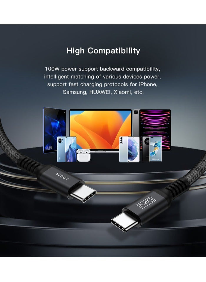 MMG USB C Braided Cable 100W, USB-C to USB-C 1 meter, USB C Charger Cable for iPhone 15, Mac Book Pr