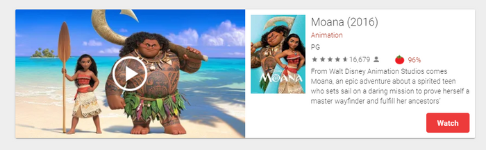 Moana Google Play YouTube HD Digital Code (2016) (Redeems in Google Play; HDX Vudu Fandango & HD iTunes Apple TV Transfer Across Movies Anywhere)