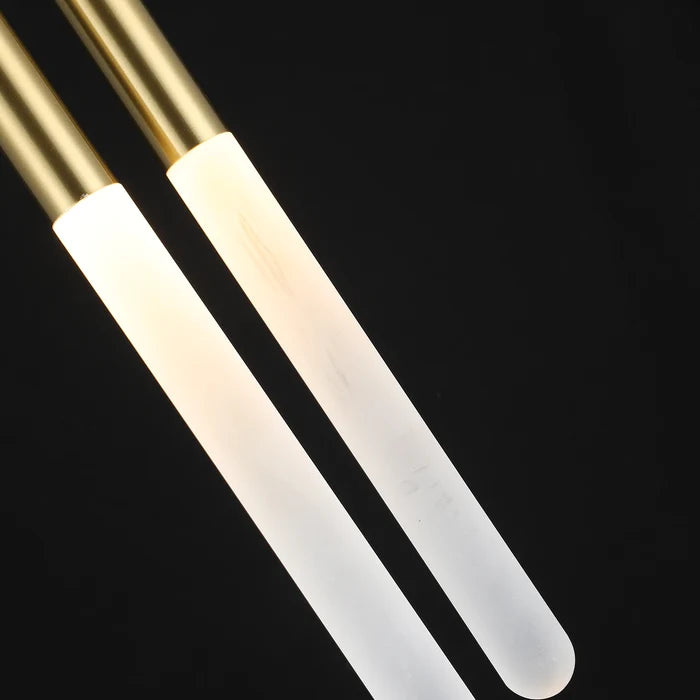 Modern Brass Gold Twin Tube Pendant Light