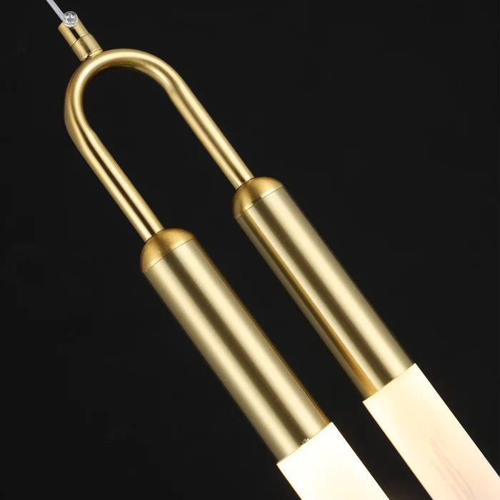 Modern Brass Gold Twin Tube Pendant Light