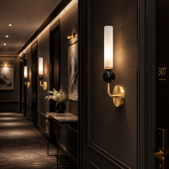 Modern Brass Marble Column Wall Lamp