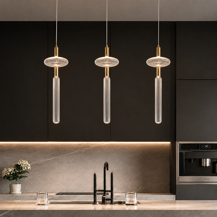 Modern Fluted Clear Glass Pendant Light
