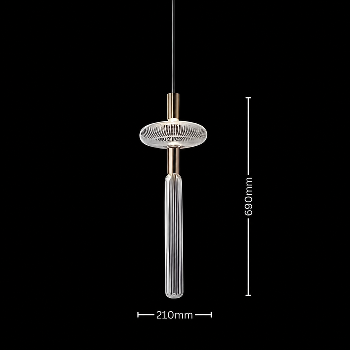 Modern Fluted Clear Glass Pendant Light