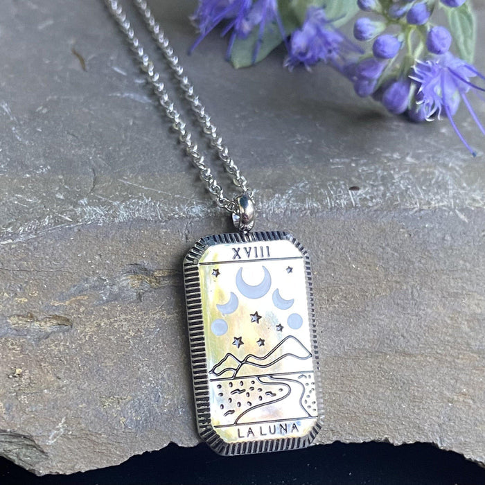 Moon Tarot Card Silver Necklace