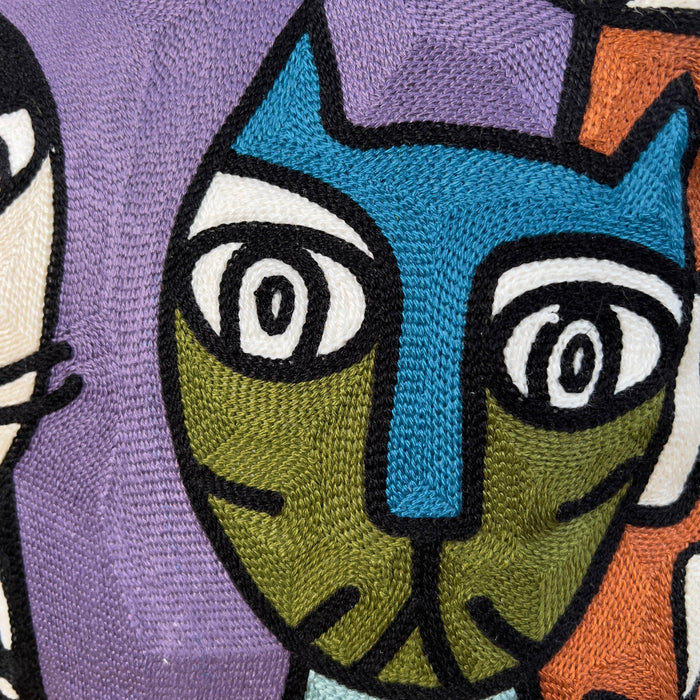 Moonlight Meetup | Embroidered Pillow Cover | Cat Lovers Collection