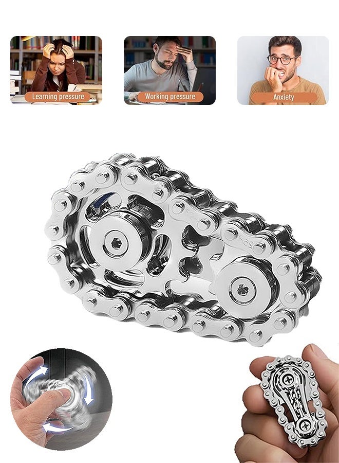 MXN Fidget Spinners Toys for Adults Metal Figette Bike Chain Pain Stim ADHD Teen Cool Gadgets Quiet Desk Offices Anxiety Relief Items Stress Tool Sensory Spiky Autism Toy Valentines Day Gift for Him Men