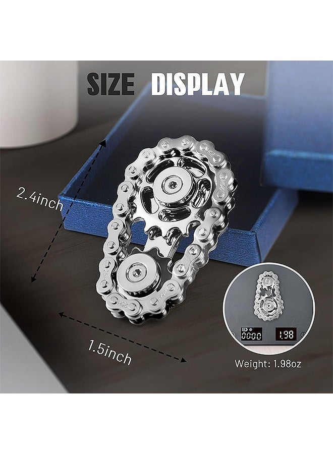 MXN Fidget Spinners Toys for Adults Metal Figette Bike Chain Pain Stim ADHD Teen Cool Gadgets Quiet Desk Offices Anxiety Relief Items Stress Tool Sensory Spiky Autism Toy Valentines Day Gift for Him Men