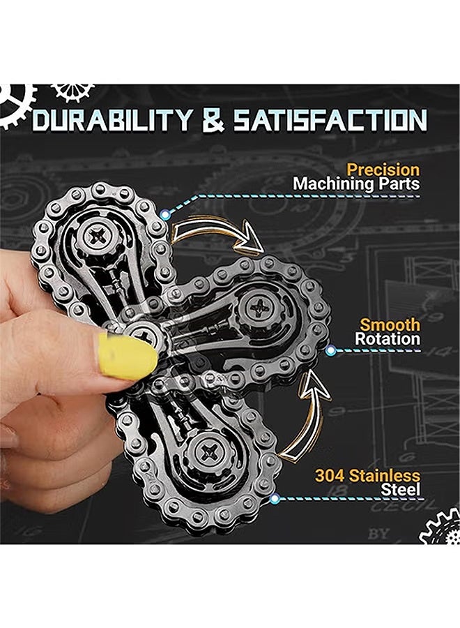 MXN Fidget Spinners Toys for Adults Metal Figette Bike Chain Pain Stim ADHD Teen Cool Gadgets Quiet Desk Offices Anxiety Relief Items Stress Tool Sensory Spiky Autism Toy Valentines Day Gift for Him Men