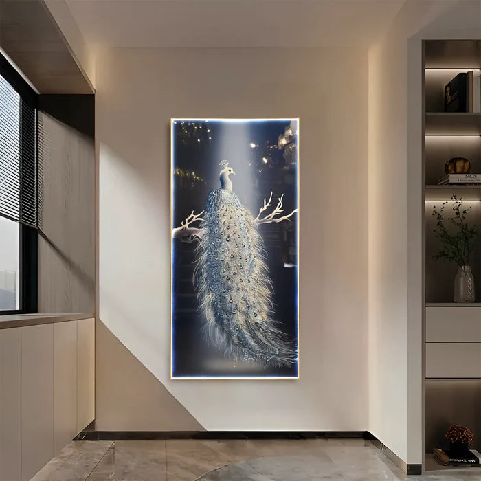 Mystic Azure Peacock - Elegant Avian Wall Art