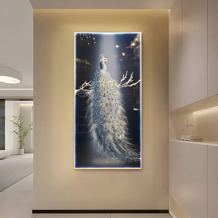 Mystic Azure Peacock - Elegant Avian Wall Art